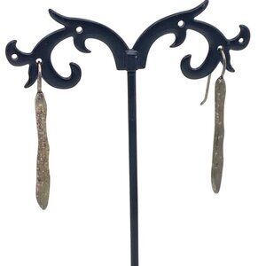 Vintage Rustic 925 Silver Drop Earrings 1.75" 4.2g Matchstick Unisex Tested Boho